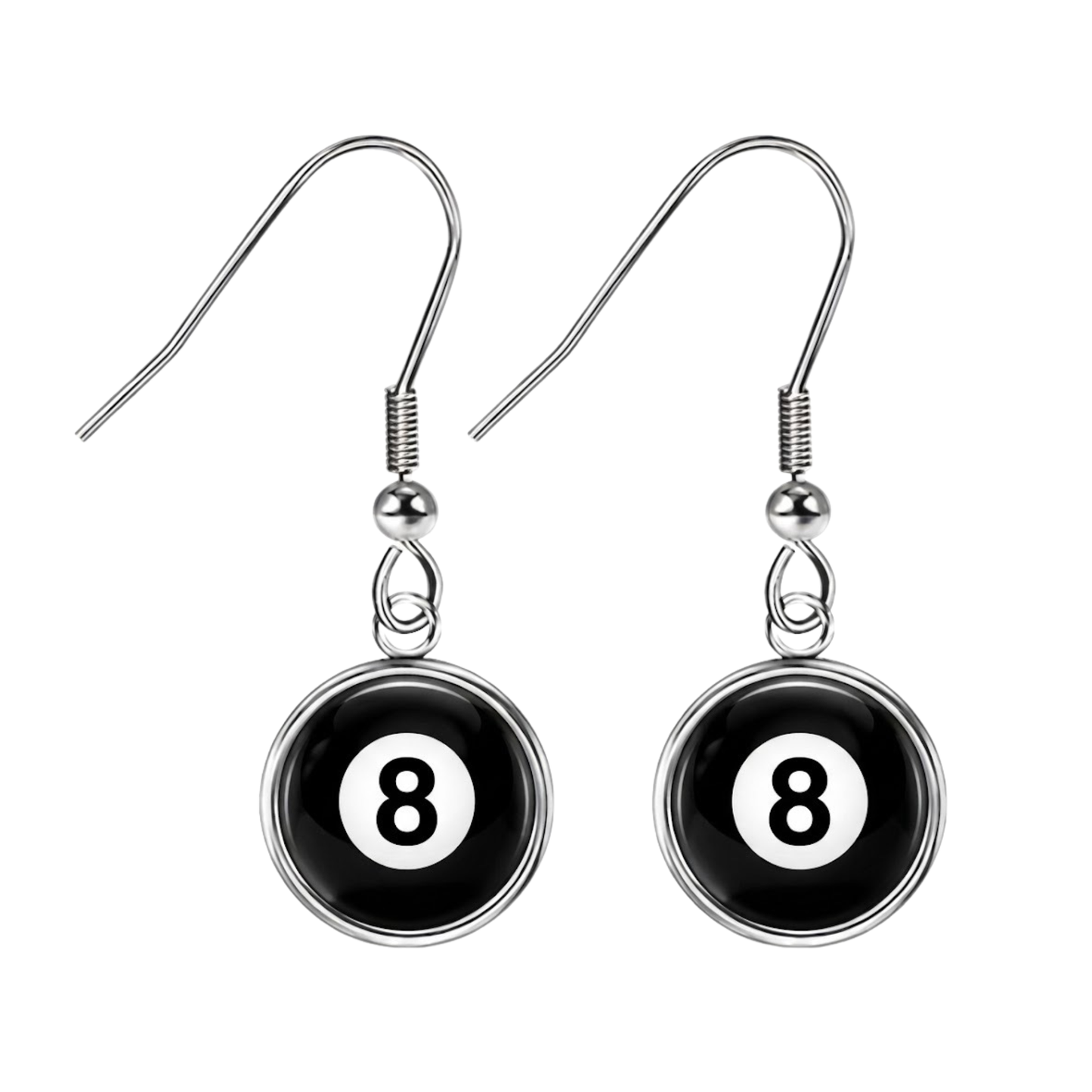 8 Ball Dangly Earrings