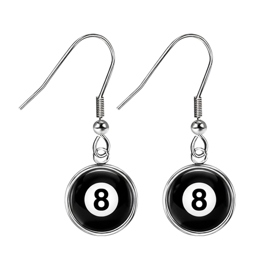 8 Ball Dangly Earrings